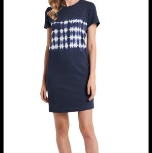 Vince Camuto Navy and White Tie-Dye Dress